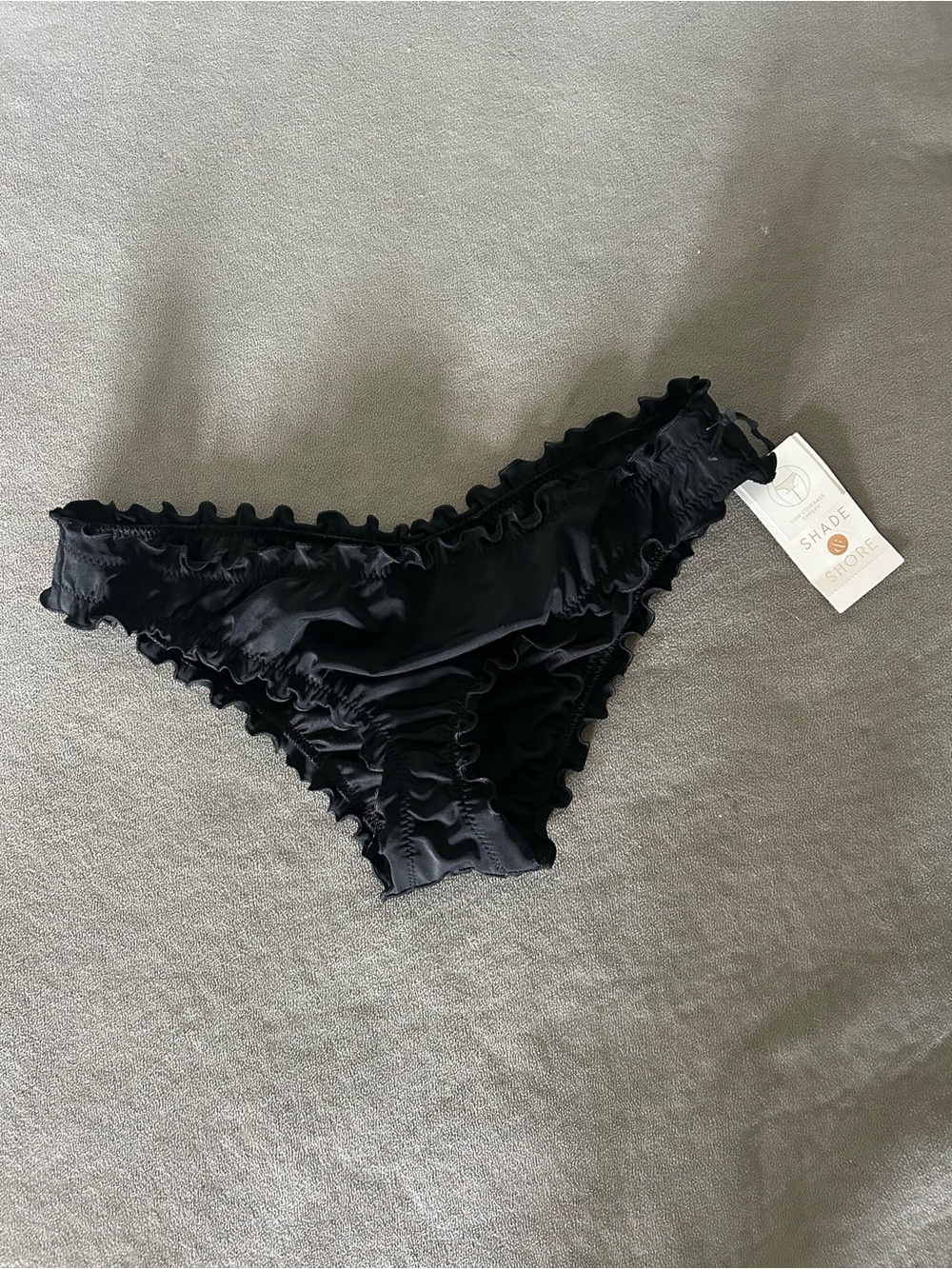 Shade & Shore Black Ruffle Bikini Bottom NWT